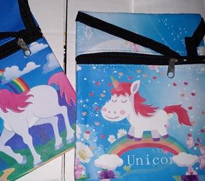 Crossbody Bag w/ Adjustable Strap 4.75" X 6" Unicorn print Zip close NEW